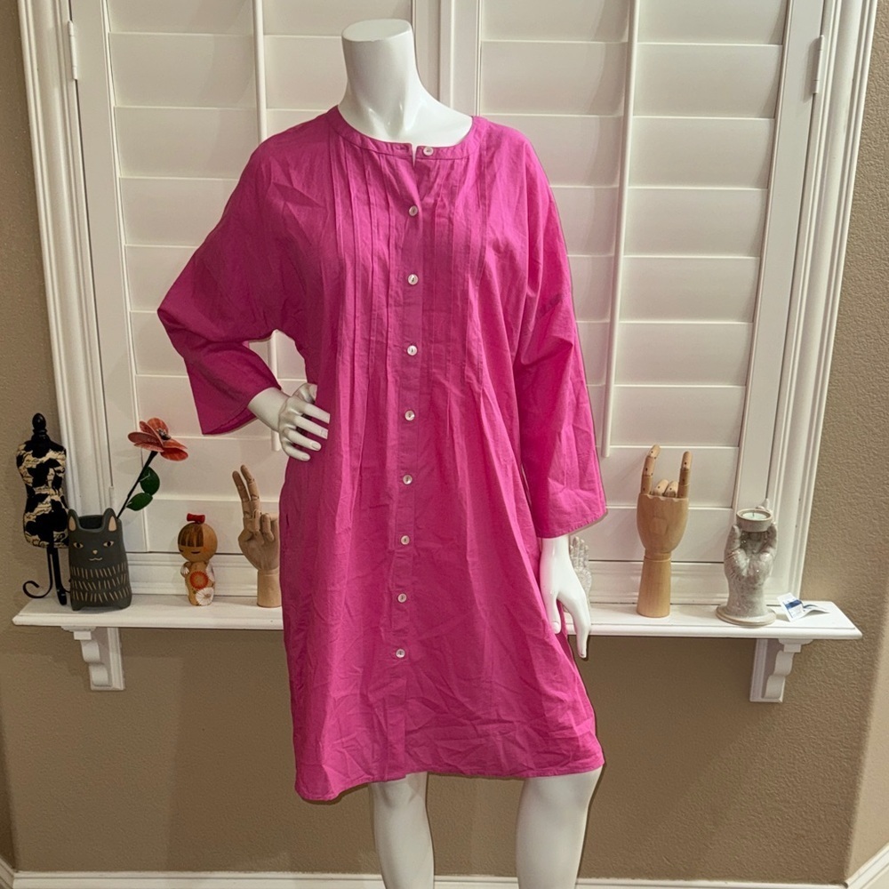Gudrun Sjoden Woven Dress Organic Cotton Linen Wild Rose